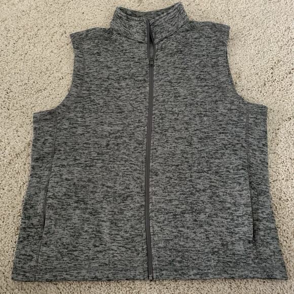 Lands End Full Zip Vest Men Large 42-44 Gray Knit Oeko-Tex Fleece Pockets Hiking - Picture 5 of 5